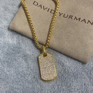 David Yurman Chevron Tag 18K Yellow Gold With Diamonds 27mm